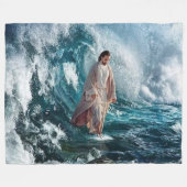 JESUS in de OCEAN Fleece Deken (Voorkant (Horizontaal))