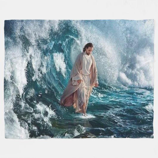 JESUS in de OCEAN Fleece Deken (Voorkant (Horizontaal))