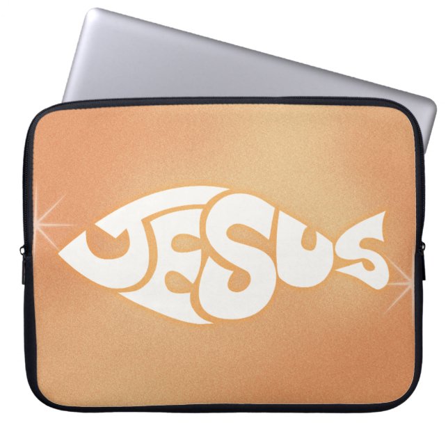 "Jesus" in Fish Shape Christelijk Pastor cadeau Laptop Sleeve (Voorkant)