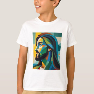 Jesus in green cubism 6 t-shirt