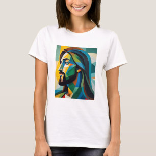 Jesus in groene kubisme 6 t-shirt
