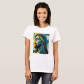 Jesus in groene kubisme 6 t-shirt (Voorkant volledig)