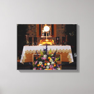 Jesus in het Heilige Sacrament Verpakte Canvas Afdruk