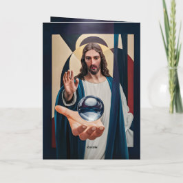 Jesus in neo-cubistische elegantie moderne abstrac folie wenskaart
