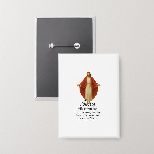 Jesus in Red and White Button (Voorkant / Achterkant)