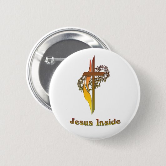 Jesus Inside Ronde Button 5,7 Cm (Voorkant /achterkant)