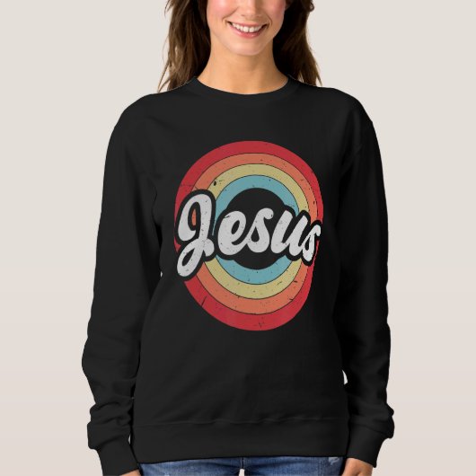 Jesus Inspirational Vintage Rainbow Circle Trui (Voorkant)