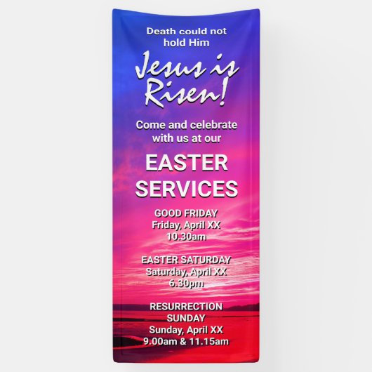 JESUS IS AANGEWEZEN APPARATEN VOOR Easter CHURCH S Spandoek (Verticaal)