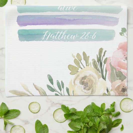 Jesus is Alive Waterverf Floral Towel Theedoek (Gevouwen)