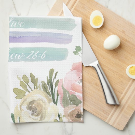 Jesus is Alive Waterverf Floral Towel Theedoek (Quarter Fold)