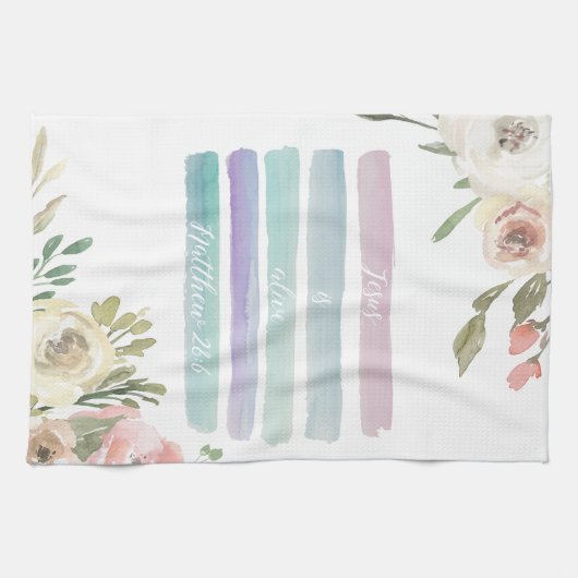 Jesus is Alive Waterverf Floral Towel Theedoek (Horizontaal)