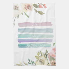 Jesus is Alive Waterverf Floral Towel Theedoek