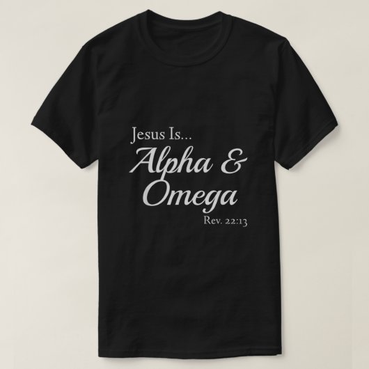 Jesus is Alpha Omega Revelatie T-shirt (Design voorkant)