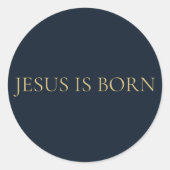 JESUS IS BORN – Navy Minimal Christmas Sticker  (Voorkant)