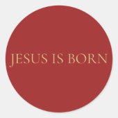 JESUS IS BORN Red Minimal Christmas Sticker #4  (Voorkant)