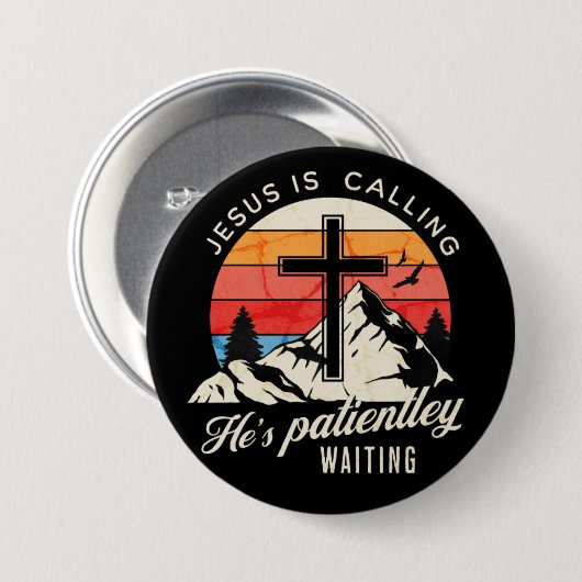 Jesus is calling ronde button 7,6 cm (Voorkant /achterkant)