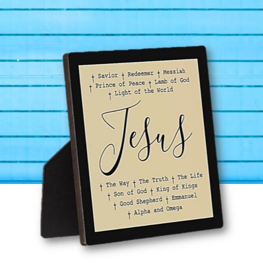 "Jesus is" Christelijke geloofstafel gebaseerd Fotoplaat