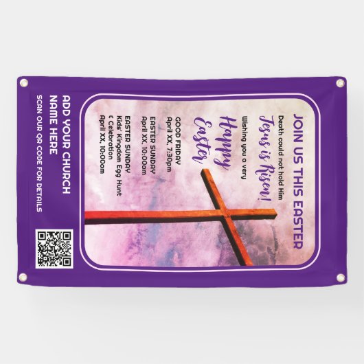 JESUS IS Christelijke Pasen RISEN Spandoek (Horizontaal)