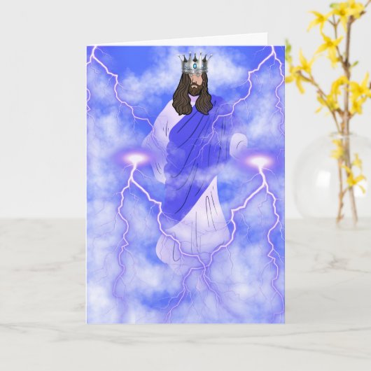 Jesus Is Coming Back In The Clouds Greeting Kaart (Gele Bloem)
