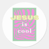 Jesus is Cool, PopArt Sticker, Christelijke Gift Ronde Sticker (Voorkant)
