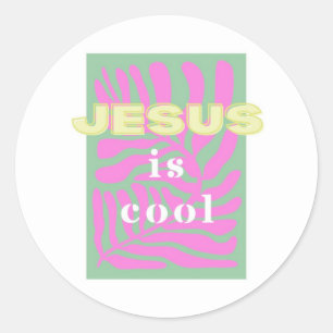 Jesus is Cool, PopArt Sticker, Christelijke Gift Ronde Sticker