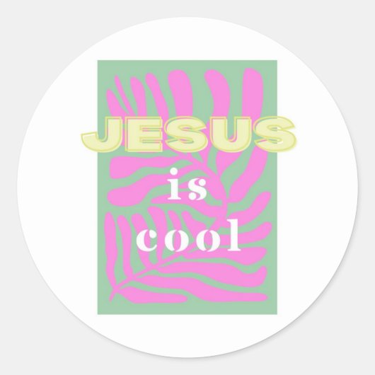 Jesus is Cool, PopArt Sticker, Christelijke Gift Ronde Sticker (Voorkant)