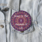 JESUS IS DE MANDAALA VAN HET LEVEN RONDE BUTTON 4,0 CM (In situ)