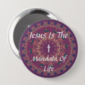 JESUS IS DE MANDAALA VAN HET LEVEN RONDE BUTTON 4,0 CM (Voorkant /achterkant)