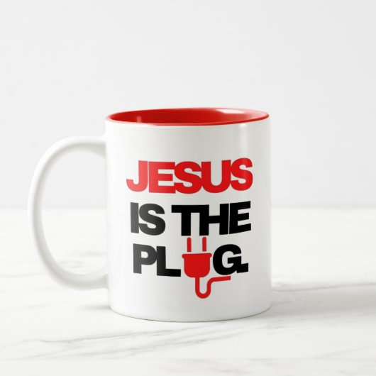 JESUS is de Plug-Mok Tweekleurige Koffiemok (Links)