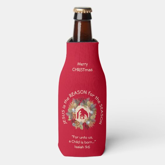 JESUS IS DE REDE Kerstmis Flesjeskoeler (Fles Voorkant)