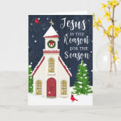 Jesus is de reden achter het seizoen kerstkaart kaart (Gele Bloem)
