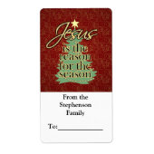 Jesus is de Reden Christelijk Kerst Gift Label (Voorkant)