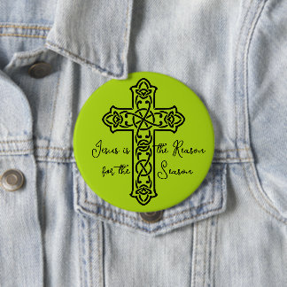 Jesus is de reden kruis kerstmis ronde button 4,0 cm