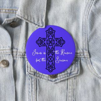 Jesus is de reden kruis kerstmis ronde button 4,0 cm