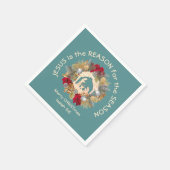 JESUS IS DE REDEN VAN Blauw kerstpapier Napkins Servet (Hoek)