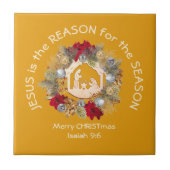 JESUS IS DE REDEN VAN Gele Christelijke kerstkaart Tegeltje (Voorkant)