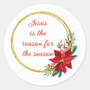 Jesus is de reden van het seizoen citaat ronde sticker