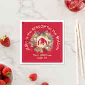 JESUS IS DE REDEN VAN rood kerstpapier Servet (Insitu)