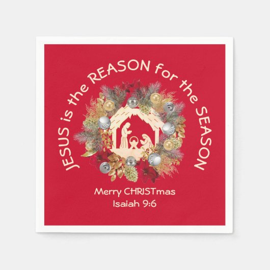 JESUS IS DE REDEN VAN rood kerstpapier Servet (Voorkant)