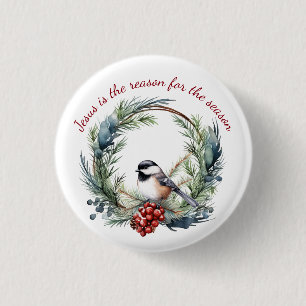 JESUS IS DE REDEN VOOR DE SASON-kerstcitaat Ronde Button 3,2 Cm