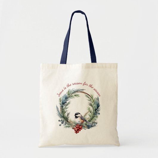 JESUS IS DE REDEN VOOR DE SASON-kerstcitaat Tote Bag (Voorkant)