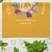 JESUS IS DE REDEN VOOR Gele kerstmis Theedoek (Gevouwen)