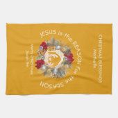 JESUS IS DE REDEN VOOR Gele kerstmis Theedoek (Horizontaal)