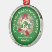 JESUS IS DE REDEN VOOR groen kerstfeest Metalen Ornament (Links)