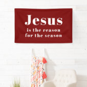 Jesus is de reden voor het kerstfeest Rode Kerstmi Spandoek (Insitu)