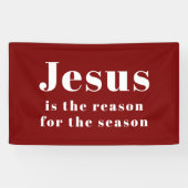 Jesus is de reden voor het kerstfeest Rode Kerstmi Spandoek (Horizontaal)