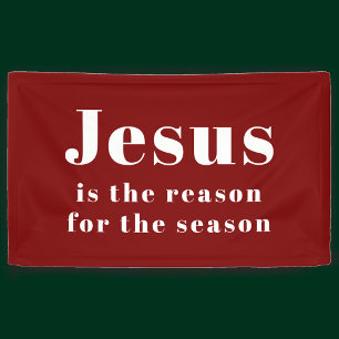 Jesus is de reden voor het kerstfeest Rode Kerstmi Spandoek
