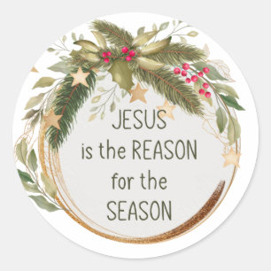 Jesus is de reden voor het kerstseizoen  ronde sticker