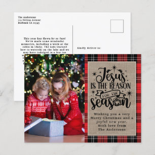 Jesus is de reden voor het seizoen Buffalo geruite Feestdagenkaart