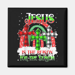 Jesus Is De Reden Voor Het Seizoen Regenboog Kerst Magneet
